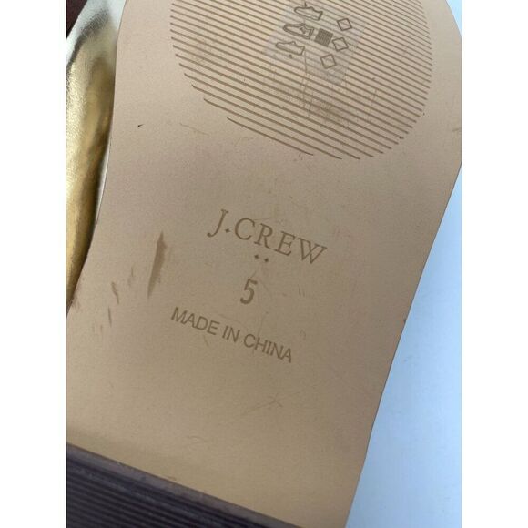 J. Crew Crew Cuts Girls Metallic Gold Horse Bit Loafers Flats Sz 5 Preppy Shool - Picture 11 of 12